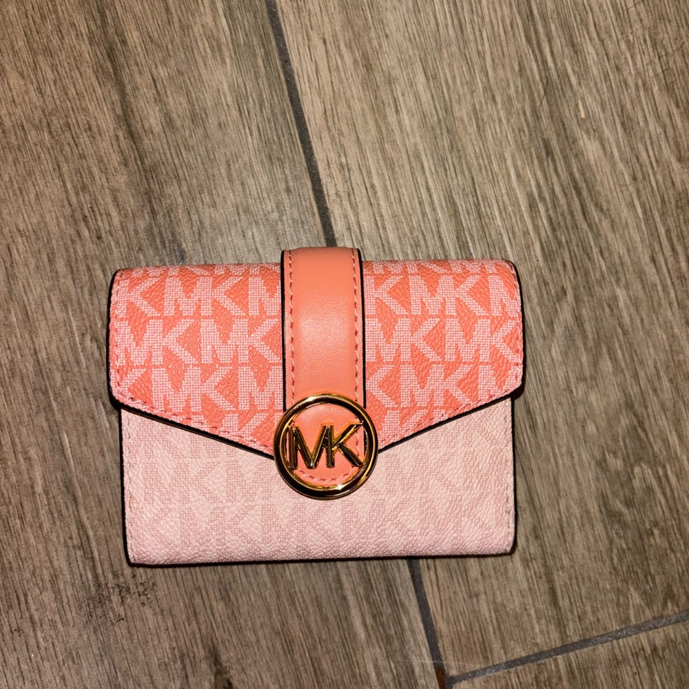 Michael Kors Peach and Pink Logo Wallet